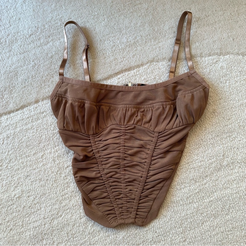 White Fox Boutique Brown Mesh Bustier